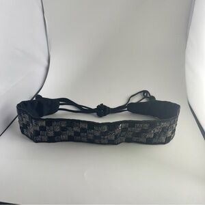 Vintage 80s Paolo Vico Beaded Cummerbund Belt Black Silver